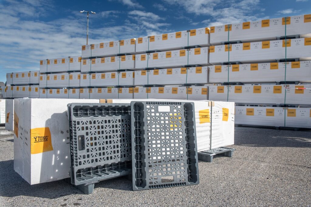 kunststof pallets Xella op de bouw