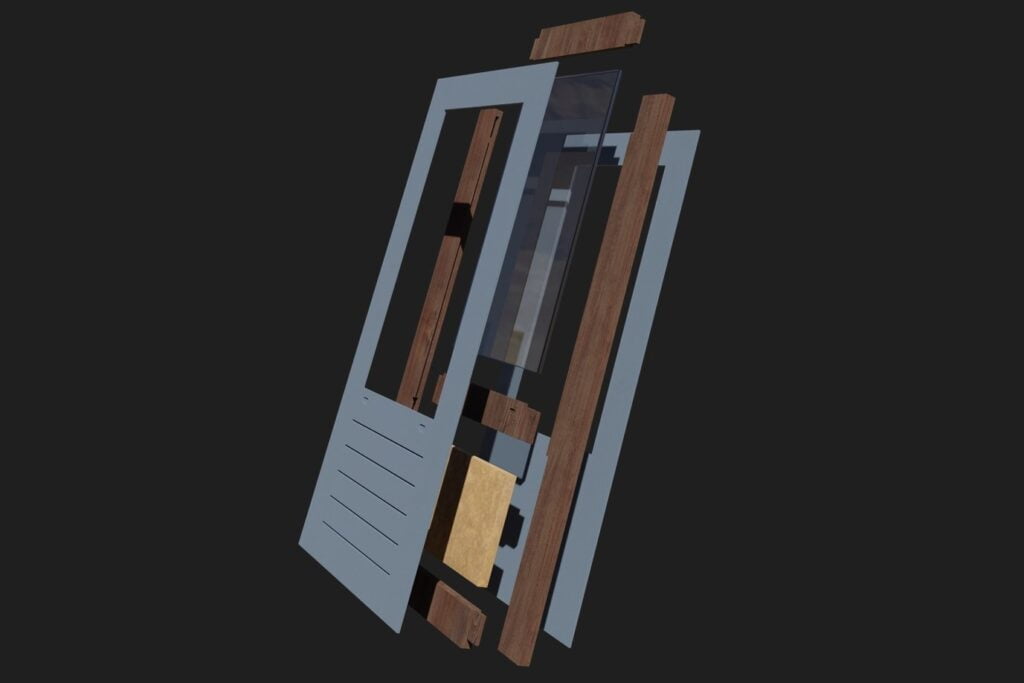 Schematische opbouw van Weekamp Deuren Tricomfort Isolerende achterdeur.